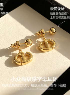 轻奢高级感耳钉金色猪鼻子