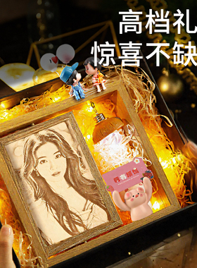 生日礼物女木刻画照片定制