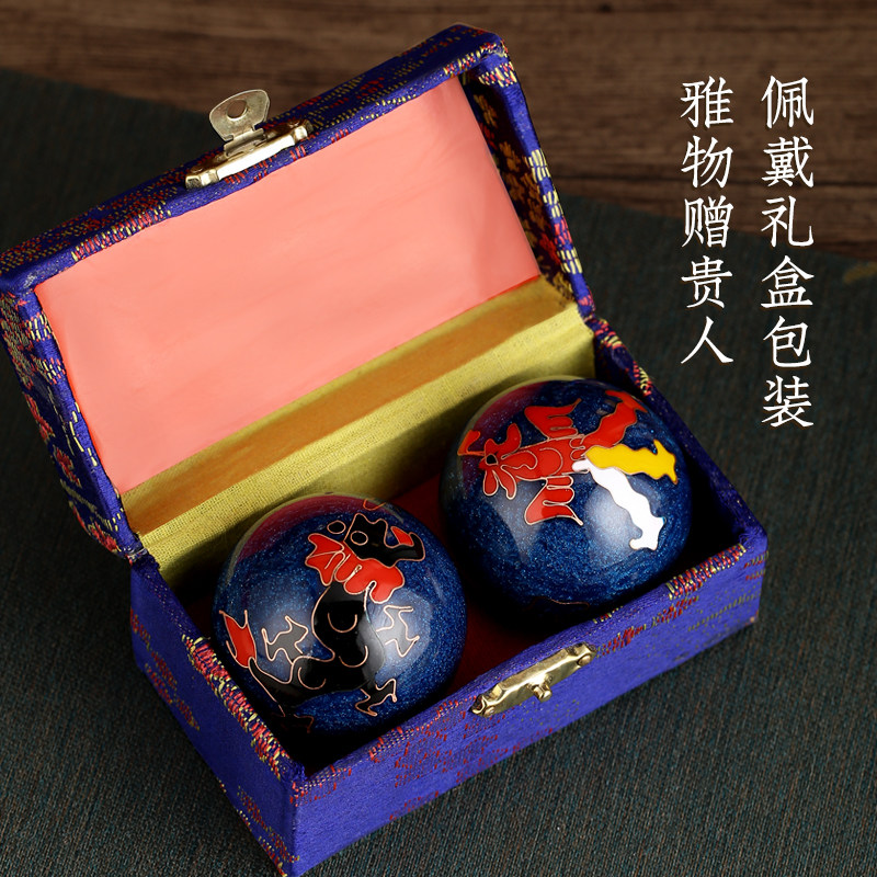 景泰蓝龙凤太极空心健身球手握球实心保健球健身球送礼父亲节礼物