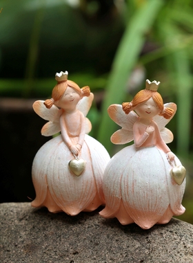 田园粉色花仙子摆件家居装饰品