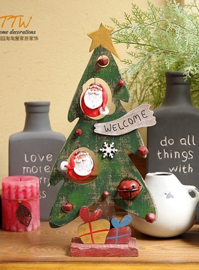 北欧ins风木质雪人复古圣诞树