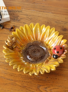 陶瓷欧式风向日葵陶瓷烟灰缸欧式