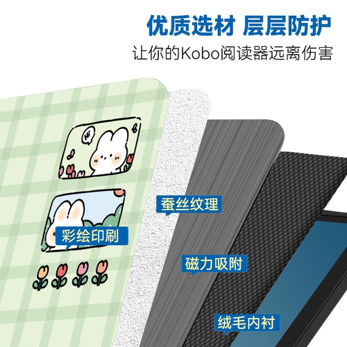 适用Kobo Libra2保护套Kobo Libra Colour保护壳电子书阅读器软壳7英寸休眠唤醒翻盖功能防摔可爱风原创插画 - 图0