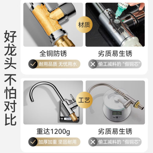 厨房水龙头冷热水二合一家用洗菜盆洗碗池水龙头全铜单冷防溅水槽 - 图3