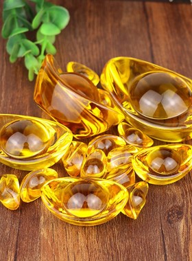 琉璃小元宝小龙纹元宝铜米缸家居装饰乔迁招财礼品黄水晶元宝