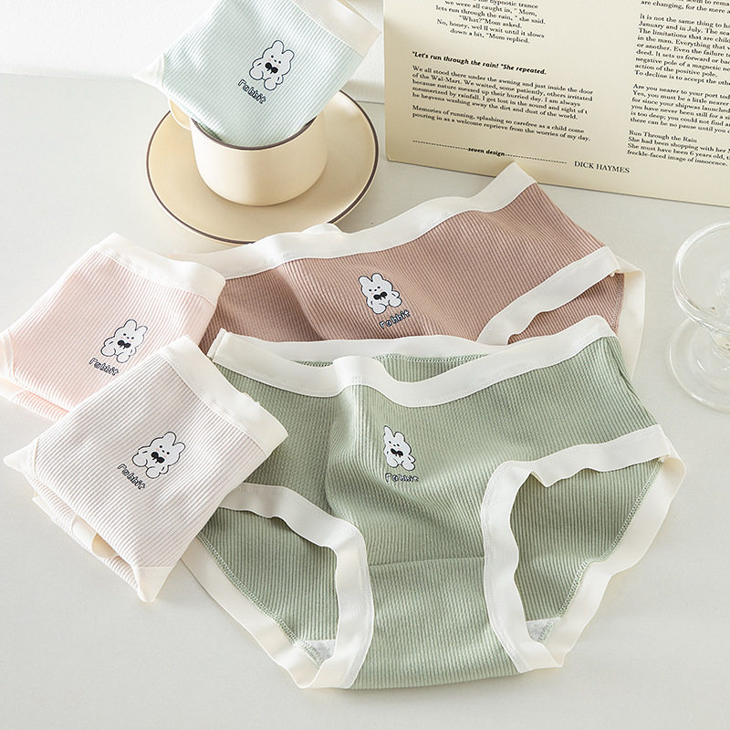 中腰包臀三角裤螺纹无痕撞色学生卡通印花小兔少女柔软舒适女内裤,淘宝优惠券,粉丝福利购,淘宝优惠卷