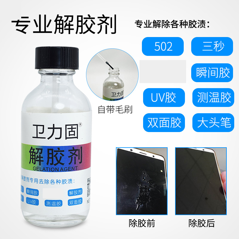 502胶水除胶剂丙酮清洗剂笔污渍uv快干胶双面溶ab胶除胶剂 - 图1