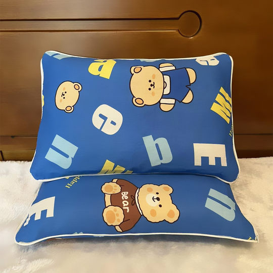 Children's pillow for all seasons, pillow core, pure cotton pillowcase set, 3-11 years old, one baby for kindergarten use
