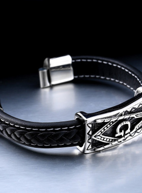 共济会皮革手链小众手饰男