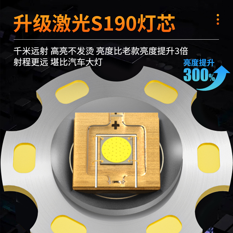 手电筒强光可充电户外应急长续航电池家用小型便携激光超亮远射灯