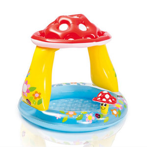 INTEX蘑菇充气游泳池圆形遮阳家用儿童宝宝戏水池加厚婴儿浴盆
