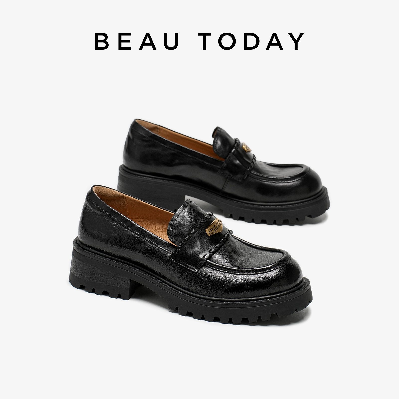 BeauToday厚底乐福鞋女款2025新款秋英伦风小皮鞋女士单鞋休闲鞋,淘宝优惠券,粉丝福利购,淘宝优惠卷