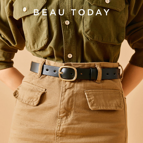 【清仓款】BeauToday牛皮革皮带复古腰带休闲牛仔裤腰带搭配腰带 - 图1