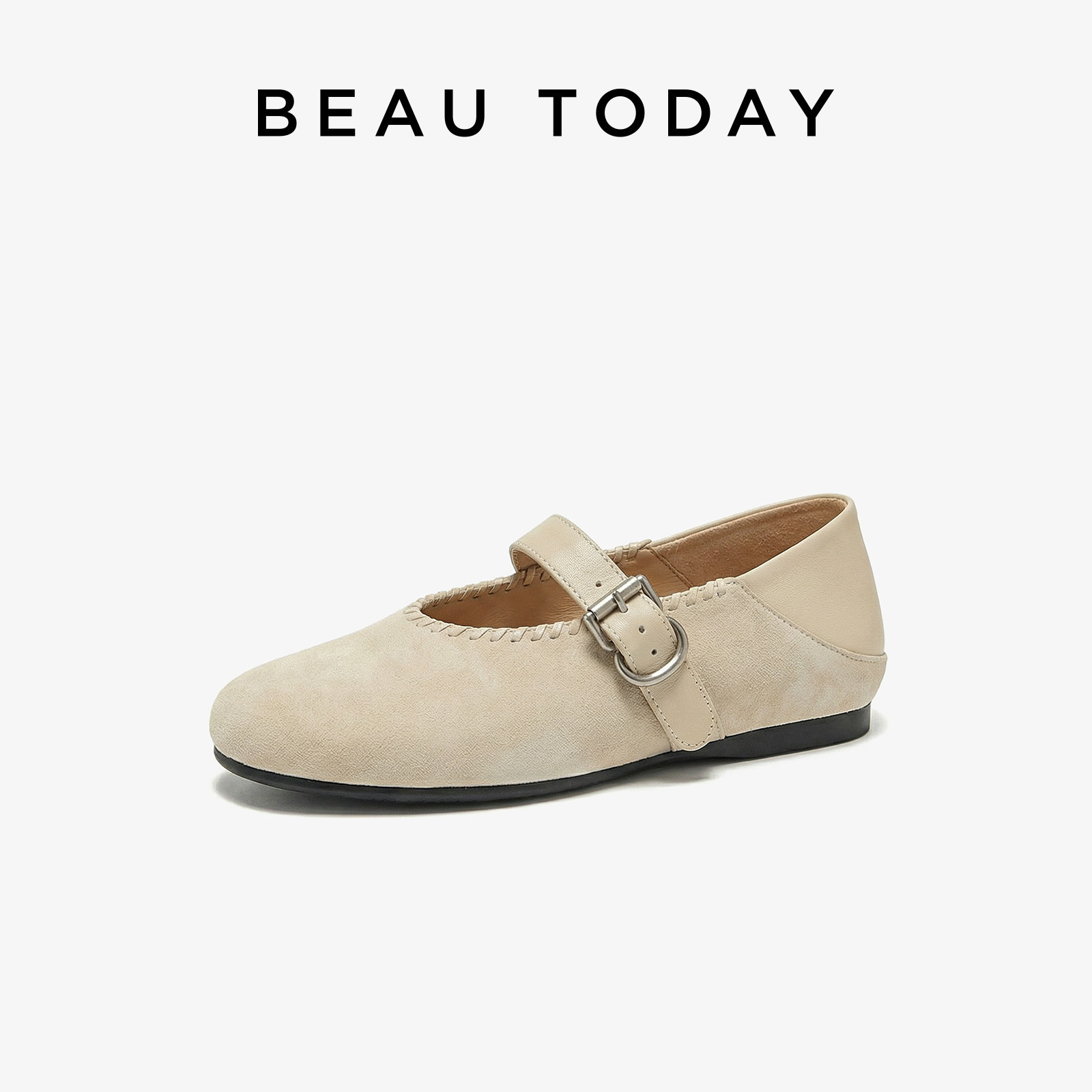 BeauToday法式玛丽珍鞋女款2026新款春季白色小皮鞋浅口平底单鞋,淘宝优惠券,粉丝福利购,淘宝优惠卷