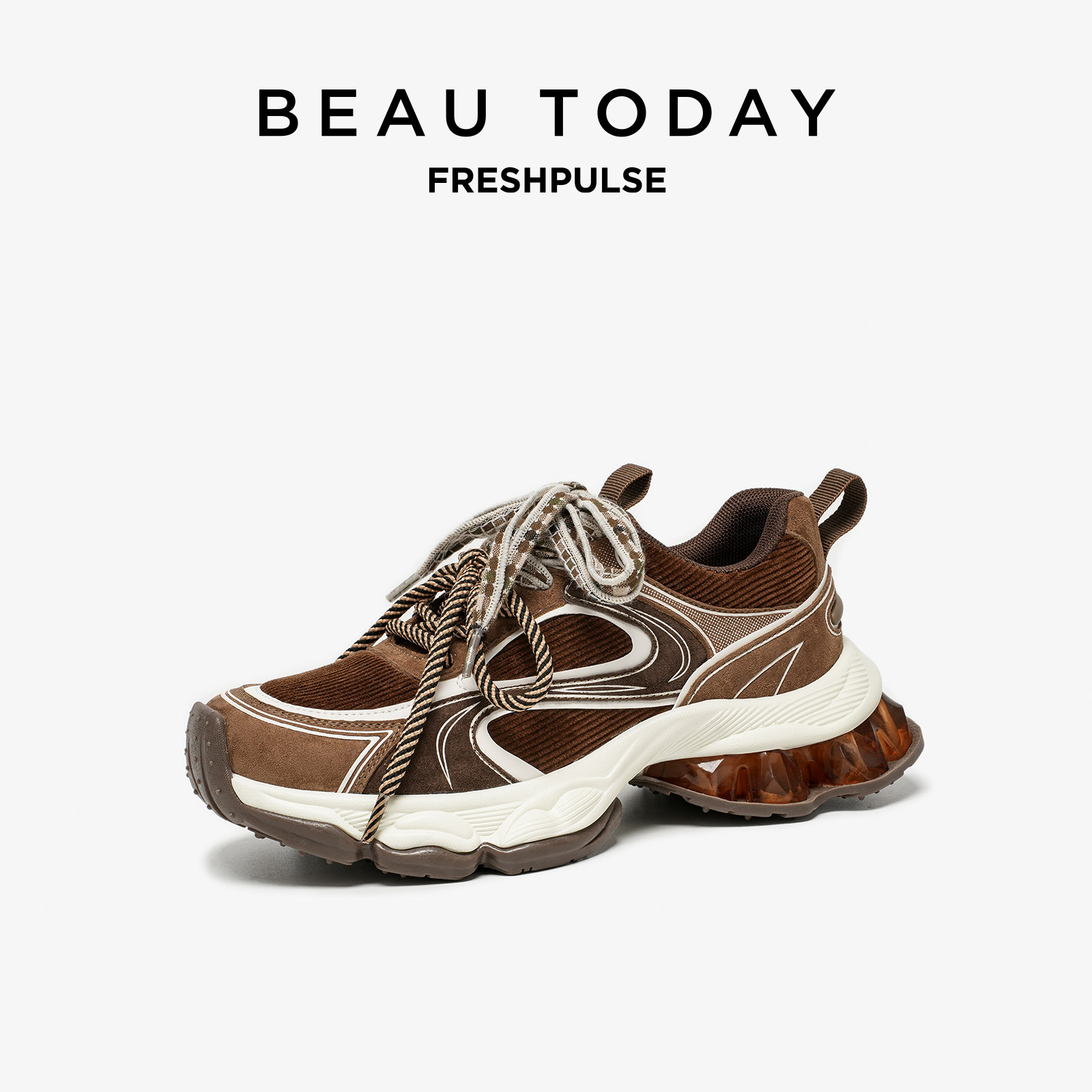 BeauToday厚底老爹鞋女冬季2025新款休闲运动鞋加绒女鞋美拉德风,淘宝优惠券,粉丝福利购,淘宝优惠卷