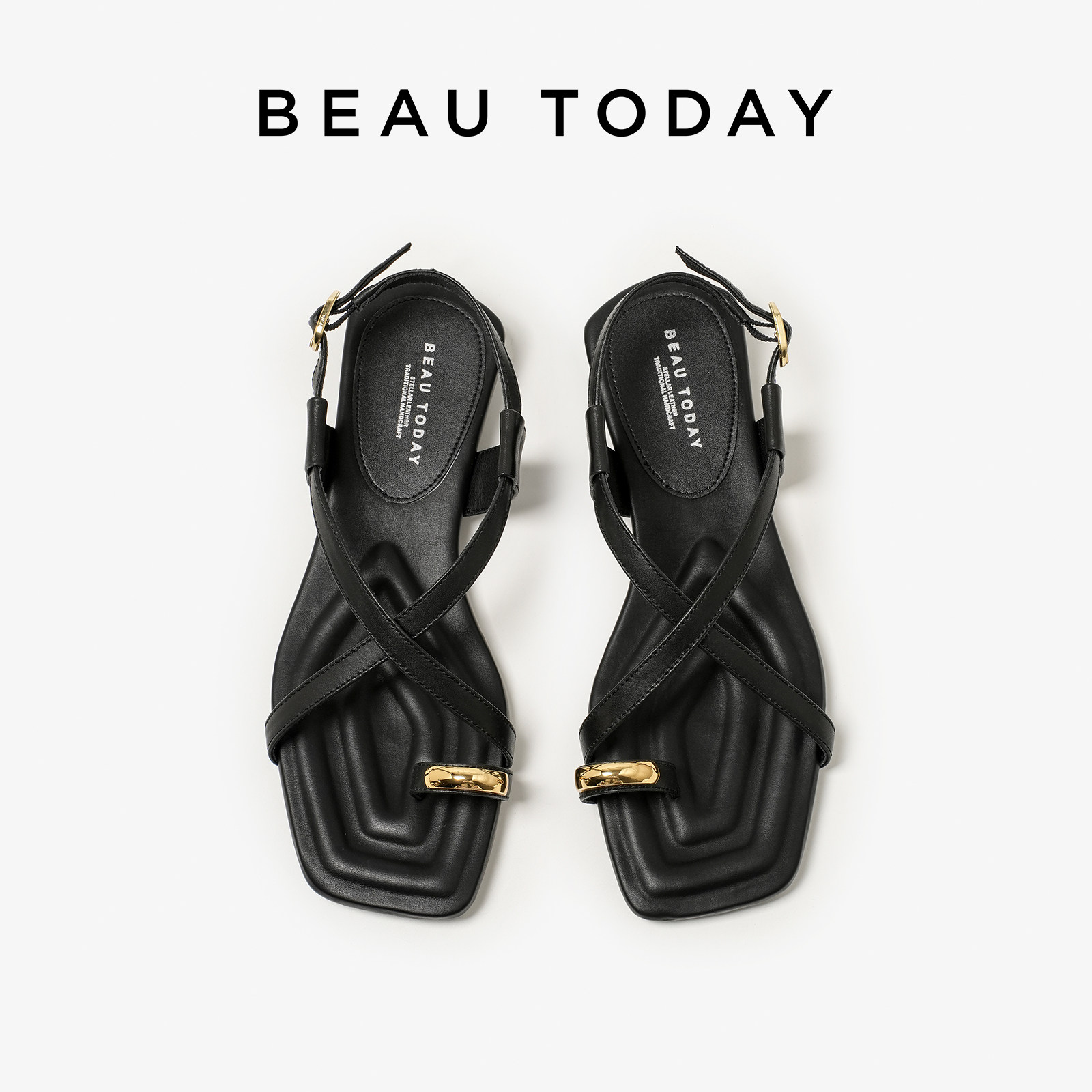 BeauToday平底时装凉鞋女2025新款夏季夹趾罗马凉鞋海边度假凉鞋,淘宝优惠券,粉丝福利购,淘宝优惠卷