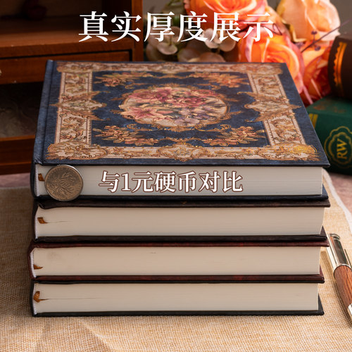 四方伙伴横线精装本花之舞复古风文艺日记本网红高颜值手帐本加厚读书笔记摘抄本笔记本子文具精致学生记事本 - 图0