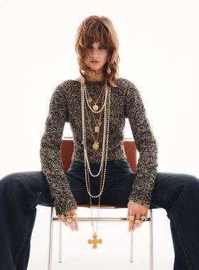 tokokkino 26春夏新款灰白构想简约多样佩戴双色珍珠长项链毛衣链