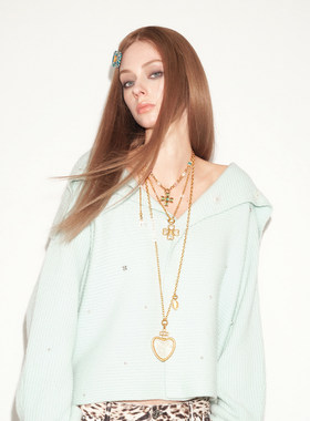 tokokkino 26春夏新款海心白水晶心形项链精致锁骨链百搭毛衣链