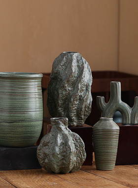 复古陶瓷花瓶插花摆件绿植容器茶几桌面摆件玄关电视柜家居装饰品