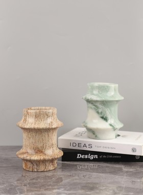 现代简约高级感大理石竹节小花瓶桌面摆件客厅卧室玄关家居装饰品