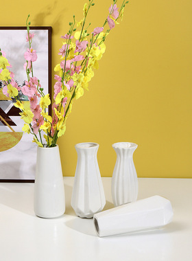 光滑陶瓷白色花瓶水养北欧现代创意家居客厅餐桌干花插花装饰摆件
