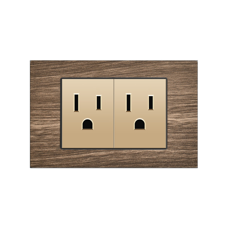 台湾110v美标15A电源六孔插座美规118型金属复古木纹USB+Type-c - 图3