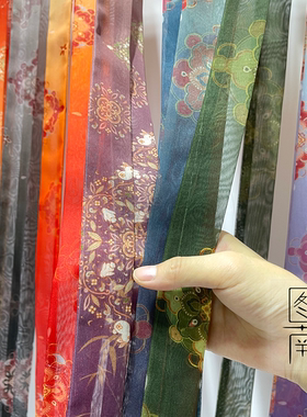 汉服发带雪纺唐风团花