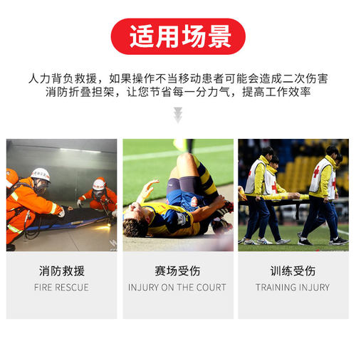 消防担架应急救援担架不锈钢折叠便携式户外简易救生装备医用担架 - 图2