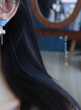 琉璃花朵耳环耳环复古
