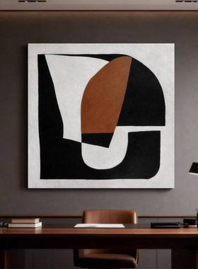 MUMO.手绘油画守墨黑白现代侘寂挂画书房玄关抽象简约客厅装饰画