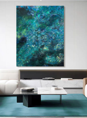MUMO.原创手绘油画《波澜涌动》侘寂风客厅高档肌理抽象装饰挂画