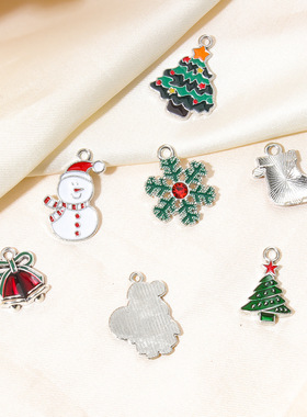 热销银色滴油合金吊坠 diy圣诞老人雪人铃铛手链项链挂件