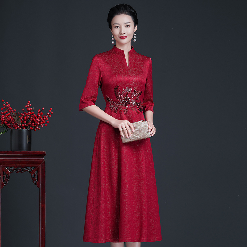 2023年新款妈妈婚礼服喜婆婆礼服裙 lanyuexingchen服饰旗袍