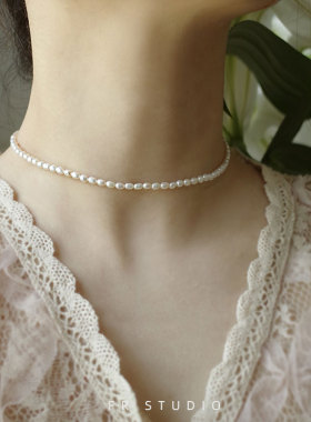 天然复古小米珍珠项链锁骨链女