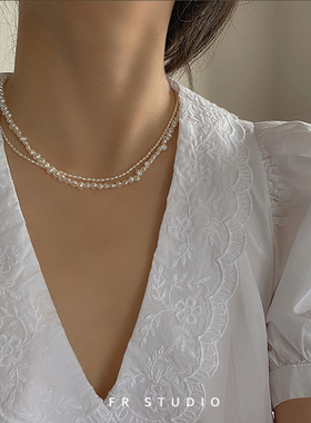 天然巴洛克珍珠锁骨链项链女颈链