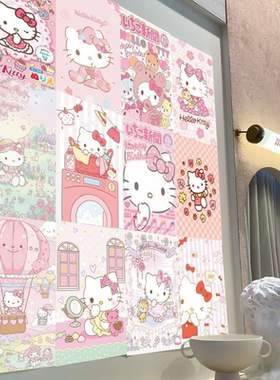 30张Hello Kitty凯蒂猫海报墙贴ins可爱卡通动画拍照背景墙素材纸