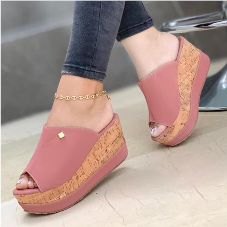 Wedge Slippers Women Shoes 2021 Summer Peep Toe Sandals Fash - 图2