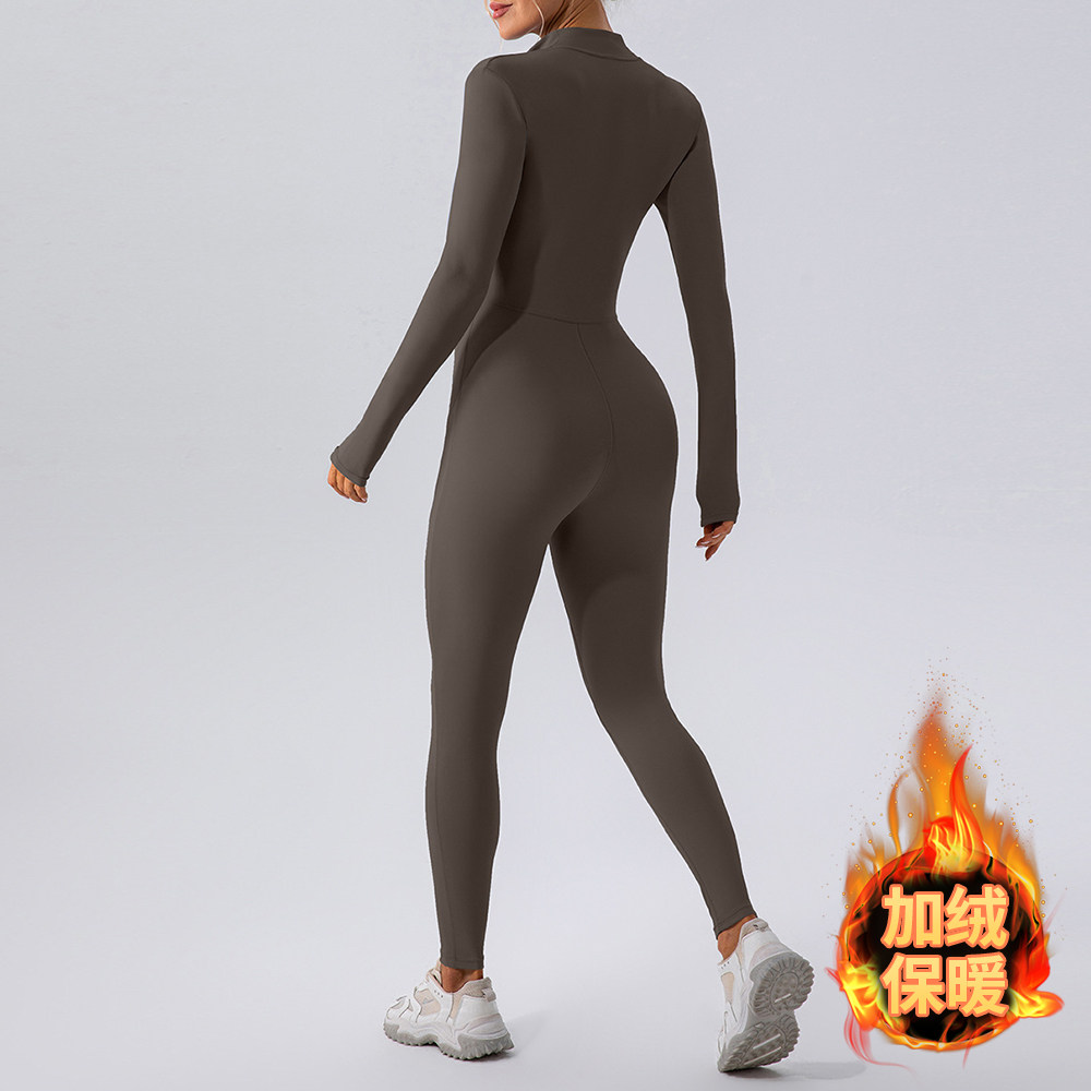 欧美爆款冬季加绒连体衣瑜伽服长袖保暖外穿健身运动连体紧身衣女,淘宝优惠券,粉丝福利购,淘宝优惠卷
