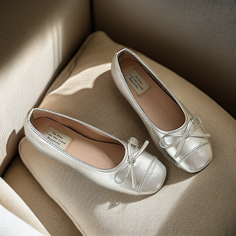 温柔晚晚鞋法式软面单鞋女2025年四季软底银色芭蕾舞鞋豆豆鞋瓢鞋,淘宝优惠券,粉丝福利购,淘宝优惠卷