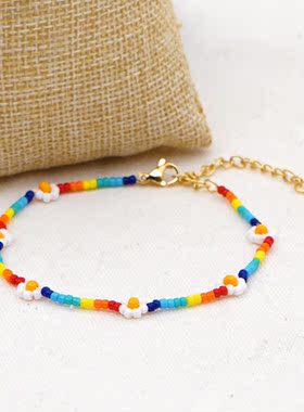 小众饰品波西米亚风个性雏菊米珠小手链 仙女学生闺蜜手腕手串女