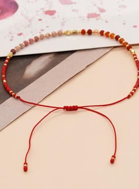 MLGM幸运珠上岸细珠手链手绳小众设计幸运绳女生首饰多巴胺手饰品