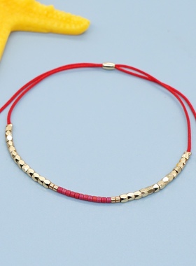 个性简约小众饰品ins风金珠miyuki日本米珠串珠轻奢叠戴小手链女