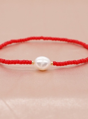 小众波西米亚风纯色天然巴洛克异形珍珠日本miyuki米珠串珠小手链