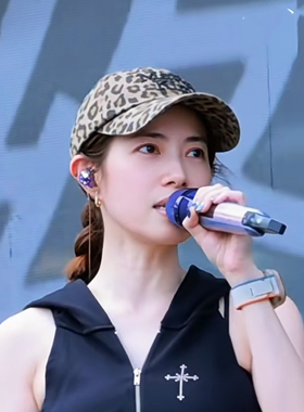 徐怀钰同款复古美式豹纹棒球帽女2026春秋新款字母刺绣弯檐鸭舌帽