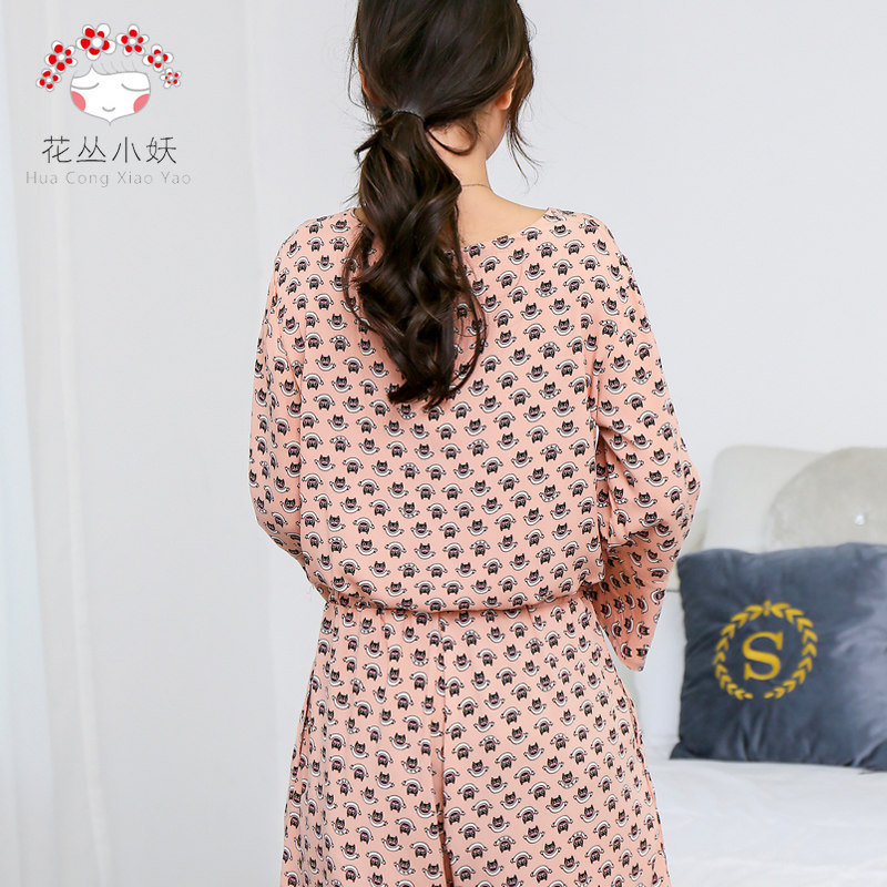 清仓夏女士空调连体人造棉睡衣 花丛小妖睡衣/家居服套装