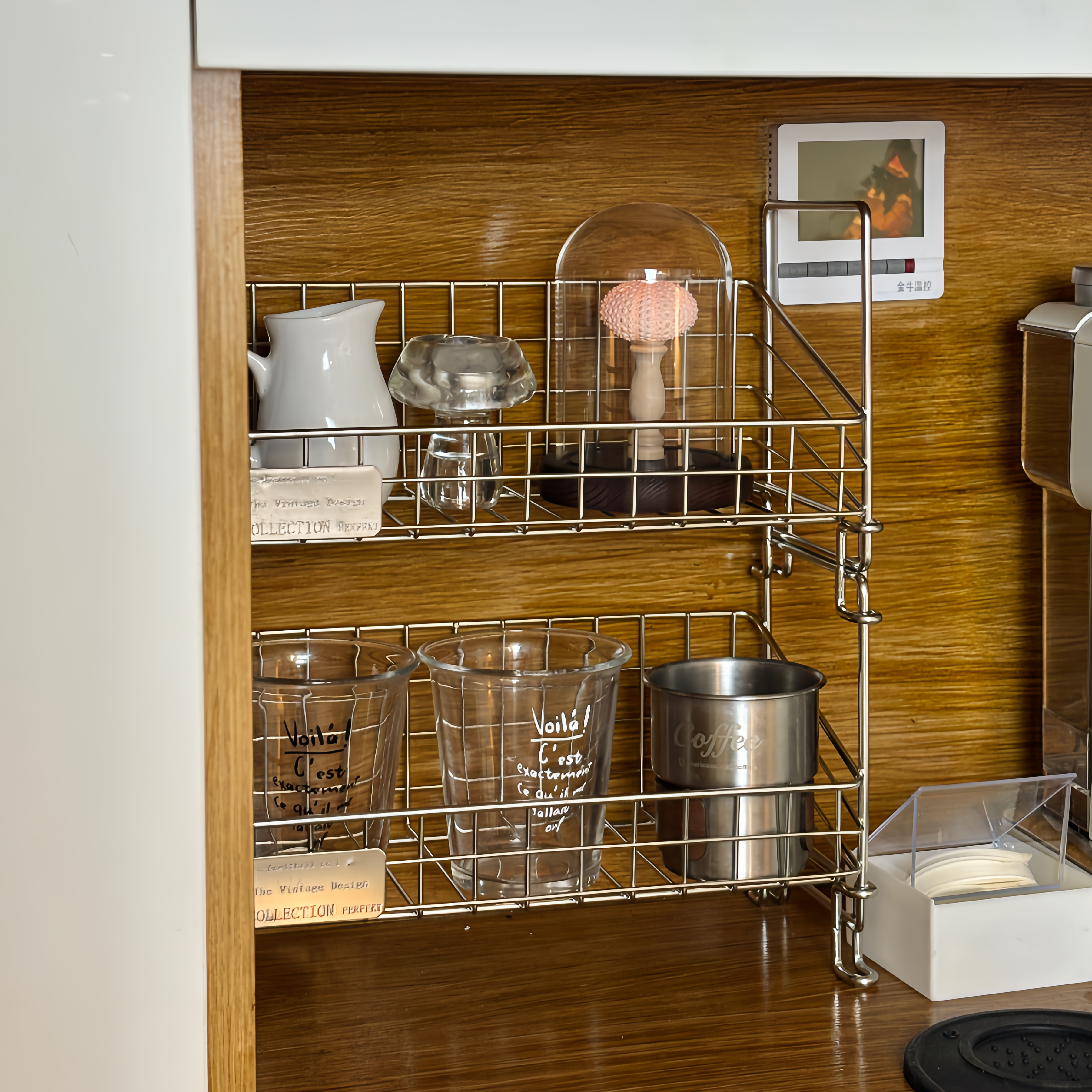 不锈钢杯架水吧台面咖啡角水杯置物架茶包收纳盒咖啡器具沥水架子,淘宝优惠券,粉丝福利购,淘宝优惠卷