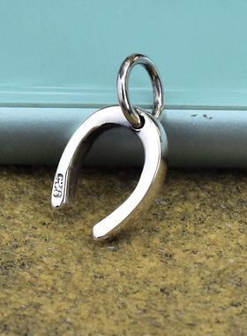 女士小巧复古迷你马蹄铁造型泰银吊坠925纯银手链项链DIY配件配饰