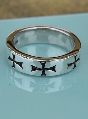 进口男女款925纯银十字花戒指