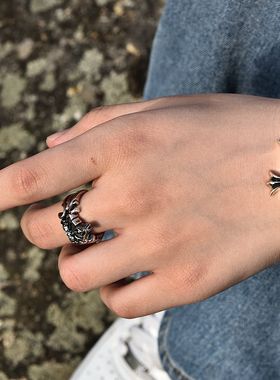 十字架纯银男女款朋克风复古手环